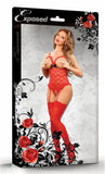 Luv Lace Cupless Crotchless Teddy Red S/M