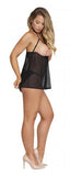 Sassy Cupless Babydoll & Panty Set Black S/m