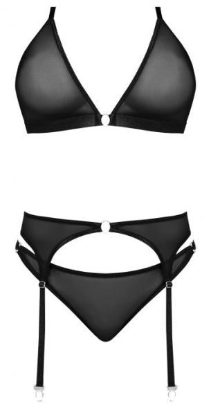 Sassy Bra Garter & Rouched Panty Black 2xl