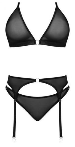 Sassy Bra Garter & Rouched Panty Black 2xl