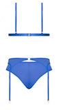 Sassy Bra Garter & Rouched Panty Cobalt 2xl