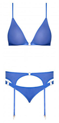 Sassy Bra Garter & Rouched Panty Cobalt 2xl