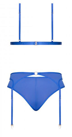 Sassy Bra Garter & Rouched Panty Cobalt L/xl