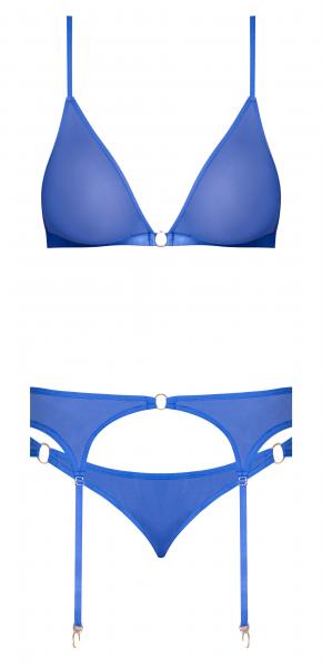 Sassy Bra Garter & Rouched Panty Cobalt L/xl