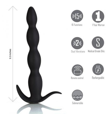 Mason Silicone Anal Plug Remote Control Black