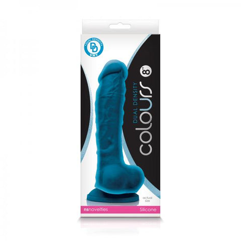 Colours Dual Density 8 inches Dildo Blue