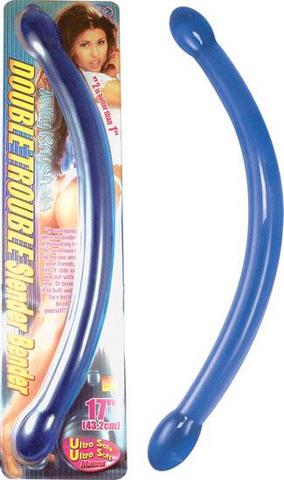 Double Trouble Slender Bender Blue Dildo