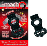 Double Power Cock and Balls Ring - Black