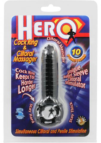 Hero Cockring & Clitoral Massager Waterproof - Black