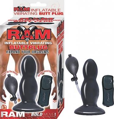 Ram Inflatable Vibrating Butt Plug - Black