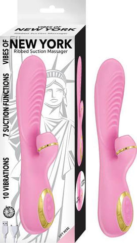 Vibes Of New York Ribbed Suction Massager Pink