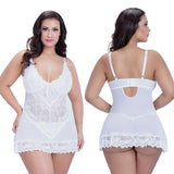 Valentine Lacey Babydoll With G-String-White X-Large-Hanging