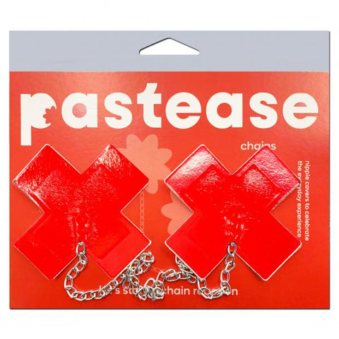 Pastease Faux Latex Red Plus X W/ Chunky Silver Chain