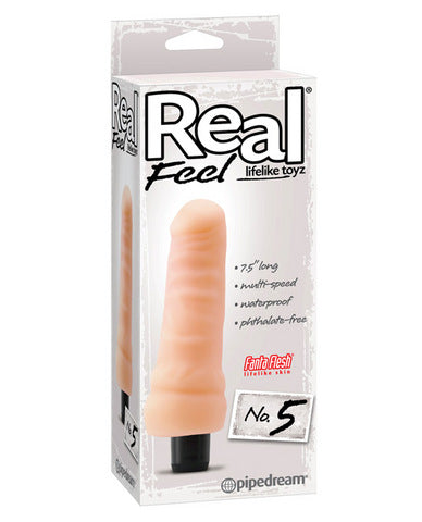 Real Feel Lifelike Toyz No 5 Beige Vibrating Dildo