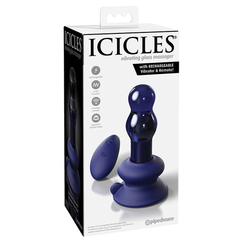Icicles No.83 with Rechargeable Vibrator & Remote-Blue