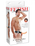 Vibrating Hollow Strap On 8 Inch - Beige