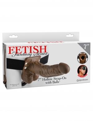 Fetish Fantasy 7 inches Hollow Strap On with Balls Brown