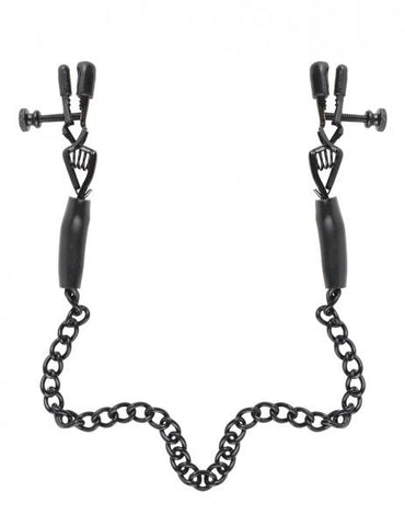 Fetish Fantasy Adjustable Nipple Chain Clamps Black