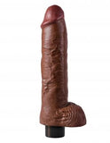 King Cock 10 inches Vibrating Cock with Balls Brown