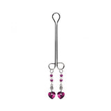 Bijoux De Cli Double Loop with Heart Charm & Fuchsia Beads