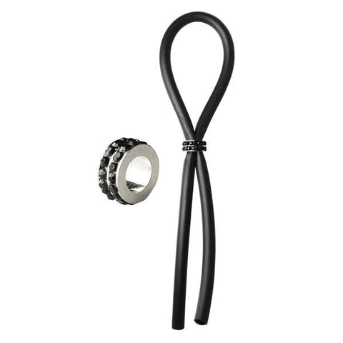 Bolo Silicone Lasso Ring Black Gems Bead Black