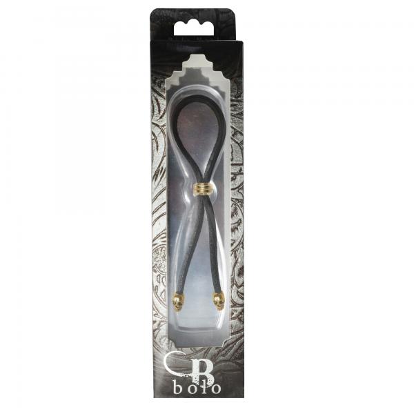 C-ring Lasso Gold Bead Slider W/ Gold Skull Tips Leather