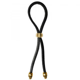 C-ring Lasso Gold Bead Slider W/ Gold Skull Tips Leather