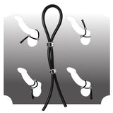 Bolo Double Lasso Ring 2 Silver Beads Silicone Black