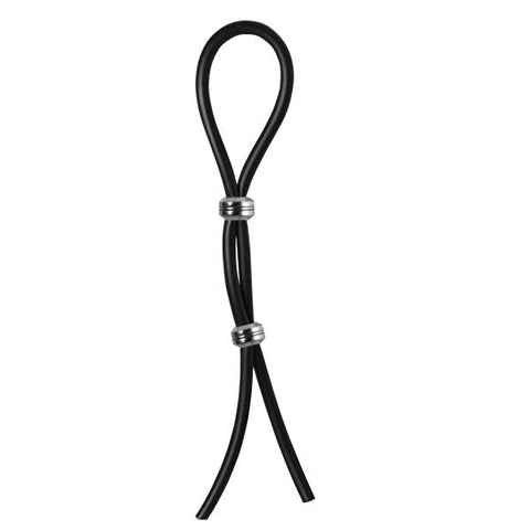 Bolo Double Lasso Ring 2 Silver Beads Silicone Black