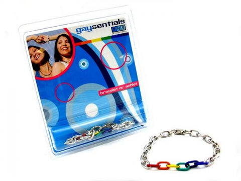 Gaysentials Rainbow and Silver Links Bracelet