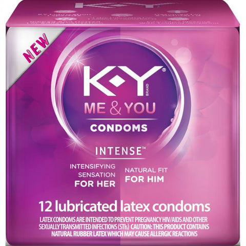 K-Y Me & You Intense Lubricated Latex Condoms 12 Count