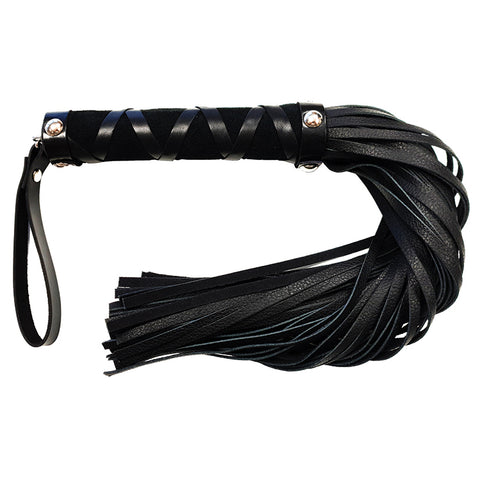 Rouge Group Leather Flogger with Studded Handle-Black