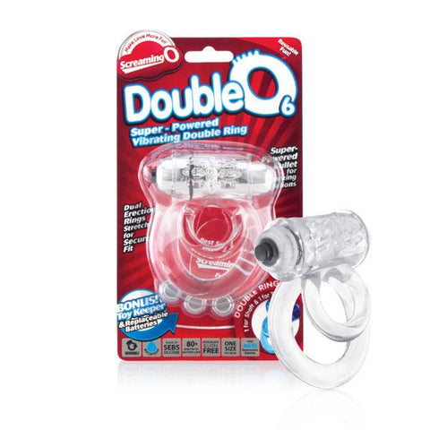 Double O 6 Speed Clear Vibrating Cock Ring