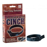 Leather Cinch Adjustable Cockring With Snap Release Black