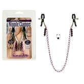 Nipple Clamps- Purple Chain with Navel Ring