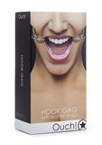 Ouch Hook Gag with Leather Straps Black O/S