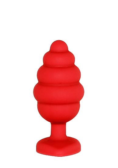 Regular Ribbed Diamond Heart Plug Red