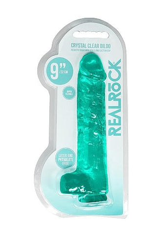 Realrock 9in Realistic Dildo W/ Balls Turquoise