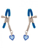 I'll Never Let Go Nipple Clamps Blue Heart Charms