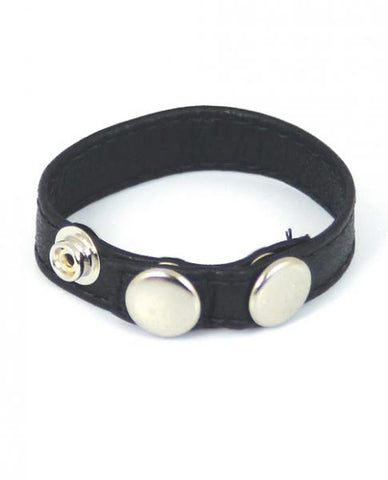 Plain Joe Sewn Leather Cock Ring with Snaps Black