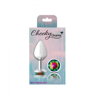 Cheeky Charms Round Rainbow Medium Silver Plug