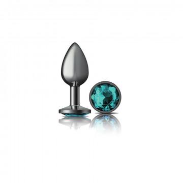 Cheeky Charms Round Teal Small Gunmetal Butt Plug