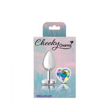 Cheeky Charms Heart Clear Iridescent Small Silver Plug