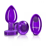 Cheeky Charms Vibrating Metal Plug Purple Medium W/ Remote