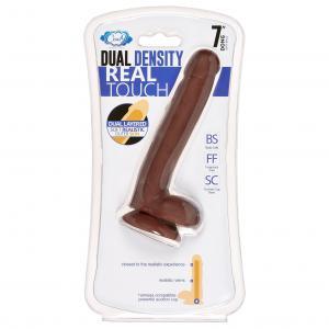 Cloud 9 Dual Density Real Touch 7 inches Dong with Balls Brown