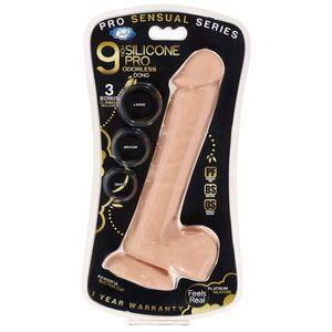 Pro Sensual Premium Silicone Dong Beige 9 inches with 3 C-Rings