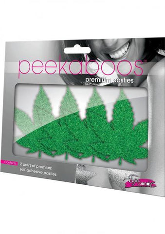 Pasties Mary Jane Marijuana Shaped Green 2 Pair