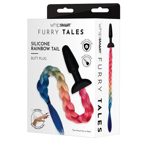Whipsmart Furry Tales Silicone Plug with Rainbow Tail 3.75"