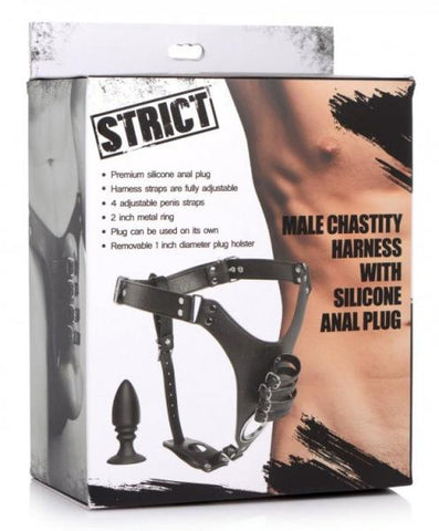 Strict Male Chastity Harness W/plug