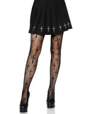 Worship Me Cross Net Tights - 1x/2x - Black